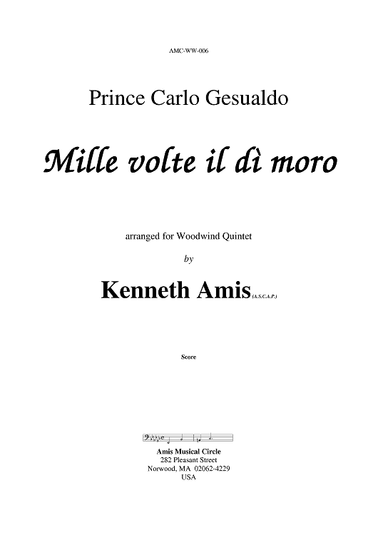 Mille volte il di moro - Introductory Notes