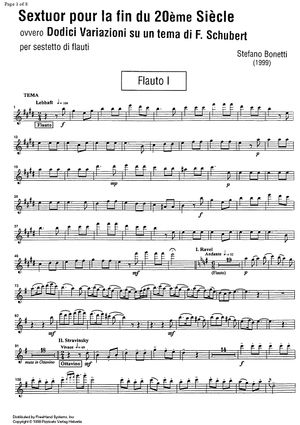 Sextuor pour la fin du 20ème Siècle or Variations on a theme by F. Schubert - Flute 1 & Piccolo