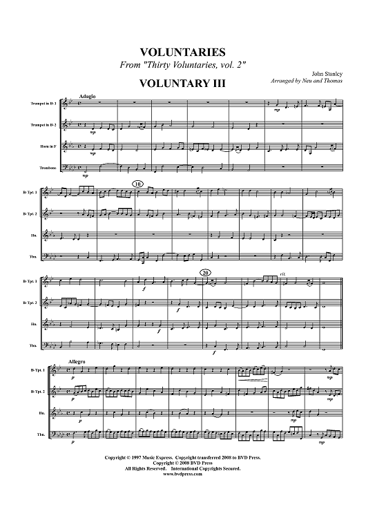 Voluntaries - Score