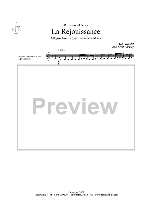 La Rejouissance - Piccolo Trumpet in B-flat