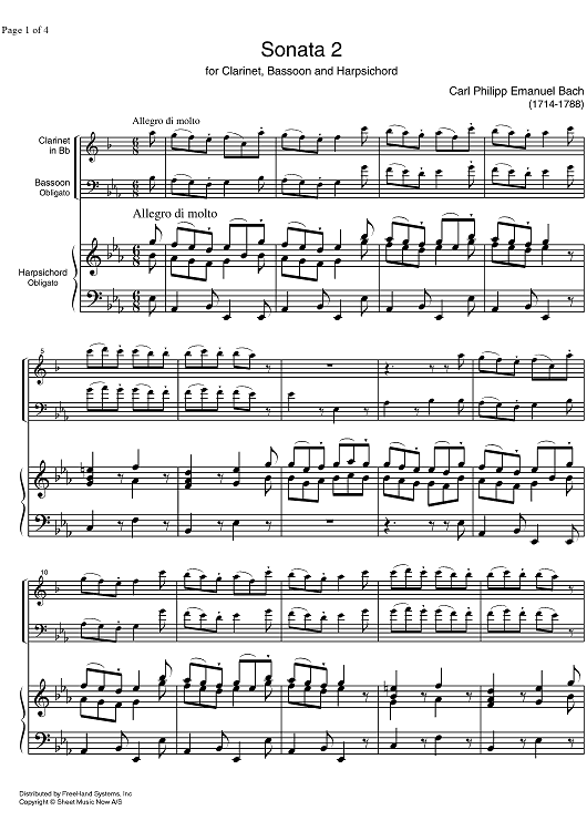 Sonata No. 2 Eb Major - Score