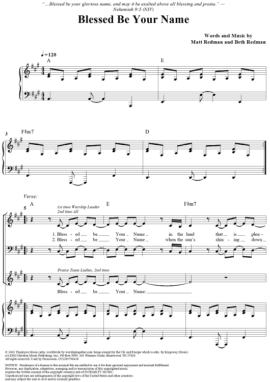 Blessed Be Your Name