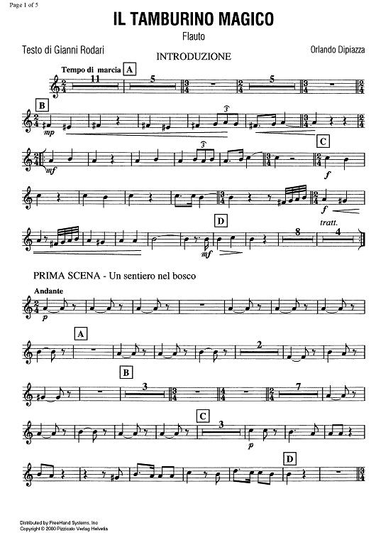 Il tamburo magico - The magical tambourin [set of parts] - Flute