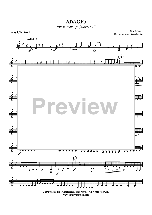 Adagio from "String Quartet 7" - Bass Clarinet