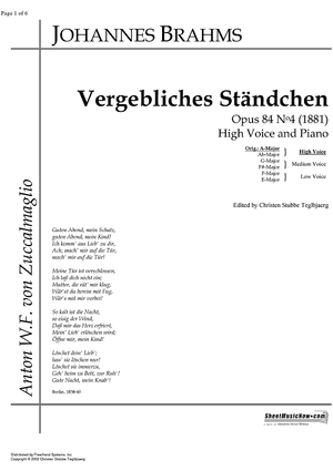 Vergebliches Ständchen Op.84 No. 4