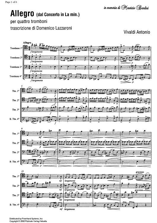 Allegro from a minor concerto - Score