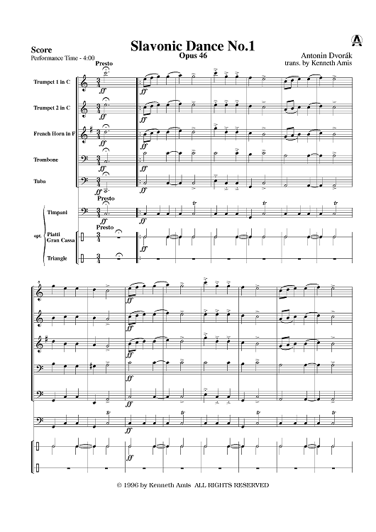 Slavonic Dance No. 1, Op. 46 - Score