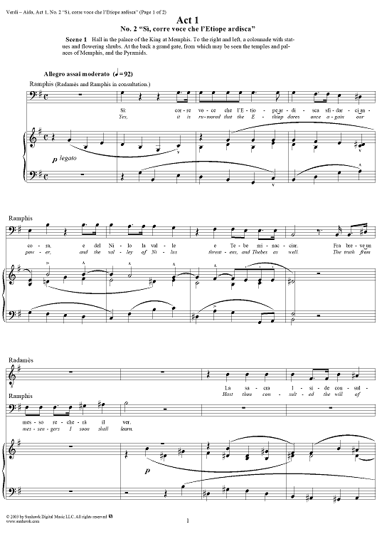 Introduction from "Aida", Act 1 - Score