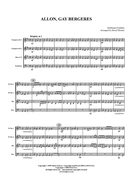 Allon gay bergeres - Score