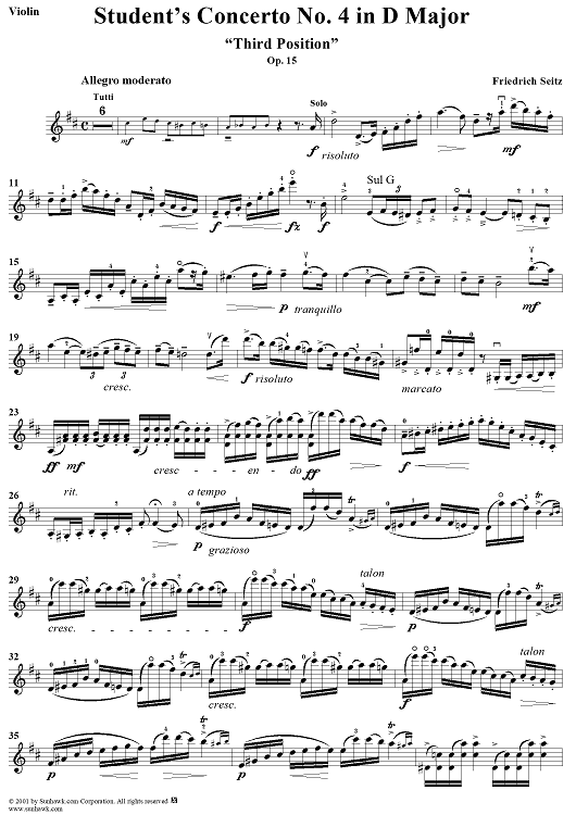 Student's Concerto No. 4 in D Major, "Third Position", Op. 15 - Violin