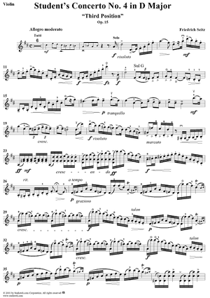 Student's Concerto No. 4 in D Major, "Third Position", Op. 15 - Violin