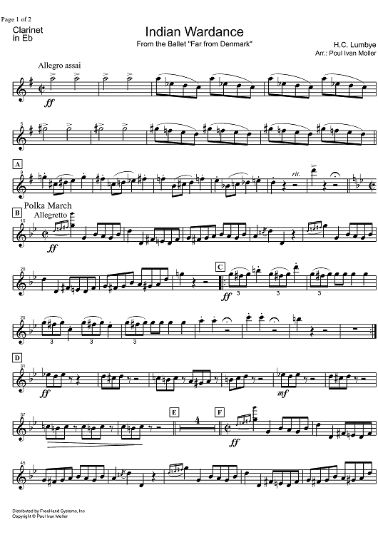 Indian Wardance from Far from Denmark - E-flat Clarinet