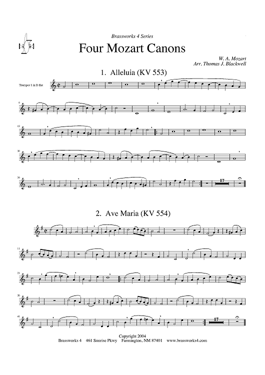 4 Mozart Canons - Trumpet 1 in Bb