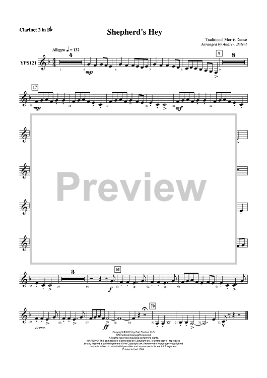 Shepherd’s Hey - Clarinet 2 in Bb