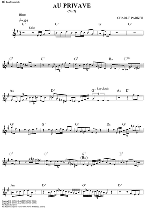 Au Privave (No. 2) - Bb Instruments