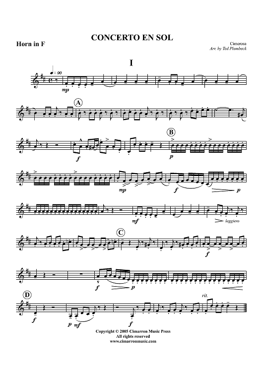 Concerto in Sol - Horn in F