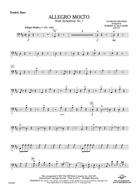 Allegro Molto from Symphony No. 1 - Double Bass