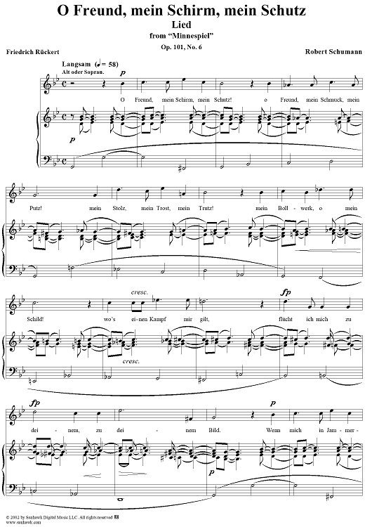 Minnespiel, Op. 101, No. 6: Lied - O Freund, mein Schirm, mein Schutz