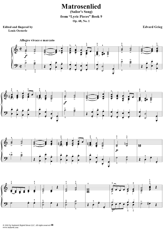 Lyric Pieces Book 9, op. 68, no. 1: Matrosenlied (Sailor's Song)
