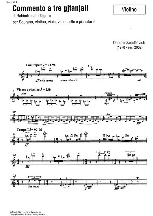 Commento a tre gjtanjali - Violin