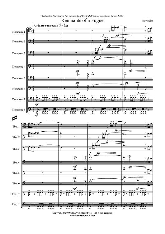 Remnants of a Fugue - Score