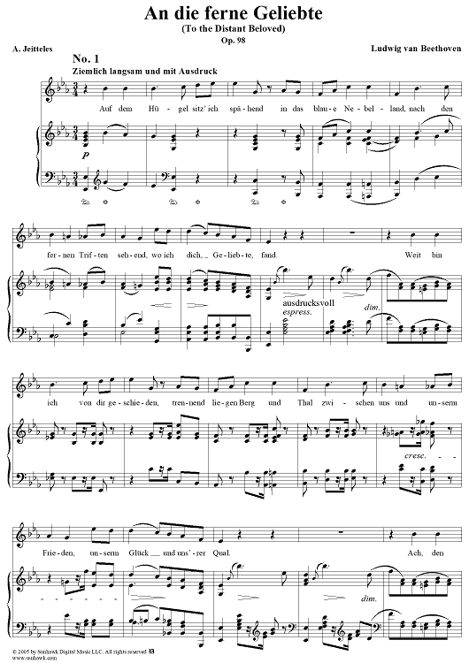 An die ferne Geliebte (To the Distant Beloved), Op. 98
