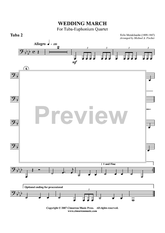 Wedding March - For Tuba-Euphonium Quartet - Tuba 2