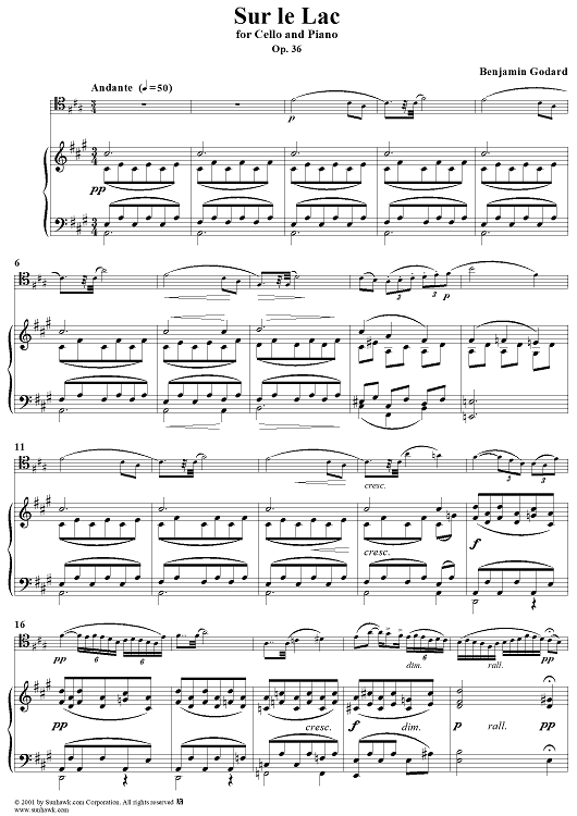 Sur le Lac, Op. 36 - Piano Score