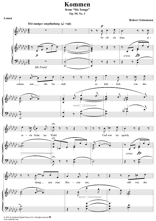 Six Songs, Op. 90, No. 3 - Kommen und Schneiden - No. 3 from "Six Poems"  op. 90