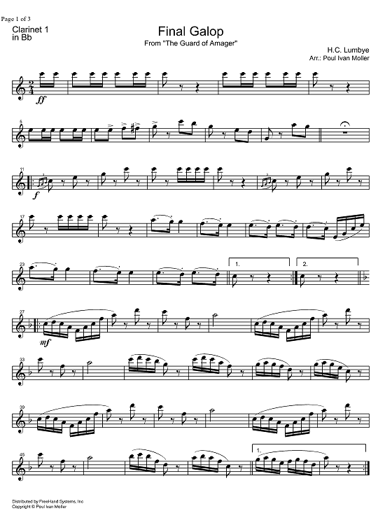 Final Galop from the Guard of Amager - B-flat Clarinet 1