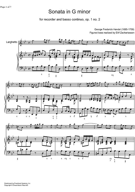 Sonata g minor Op. 1 No. 2 HWV 360 - Score