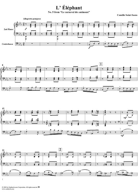 Le carnaval des animaux, No. 5: Elephants - Score