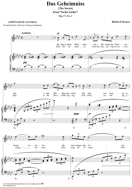 Six Lieder, Op. 17, No. 3: Das Geheimnis (The Secret)