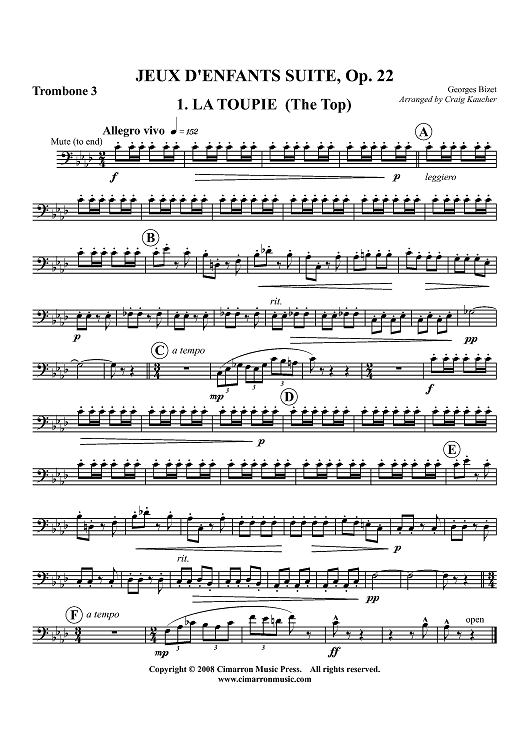 Jeux d'Enfants Suite, Op. 22 - Trombone 3