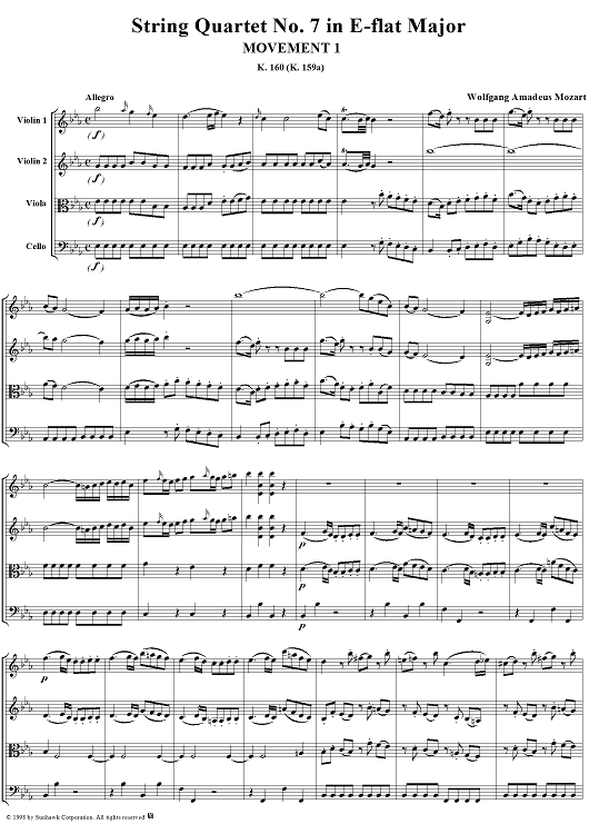String Quartet No. 7, Movement 1 - Score