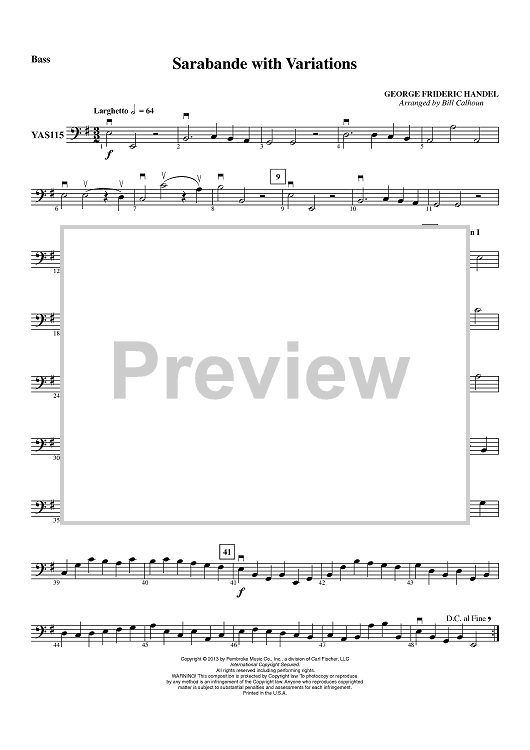 Sarabande with Variations - Bass