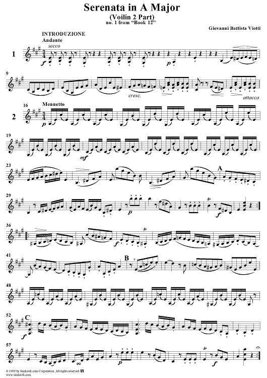 Serenata No. 1 in A Major - Violin 2