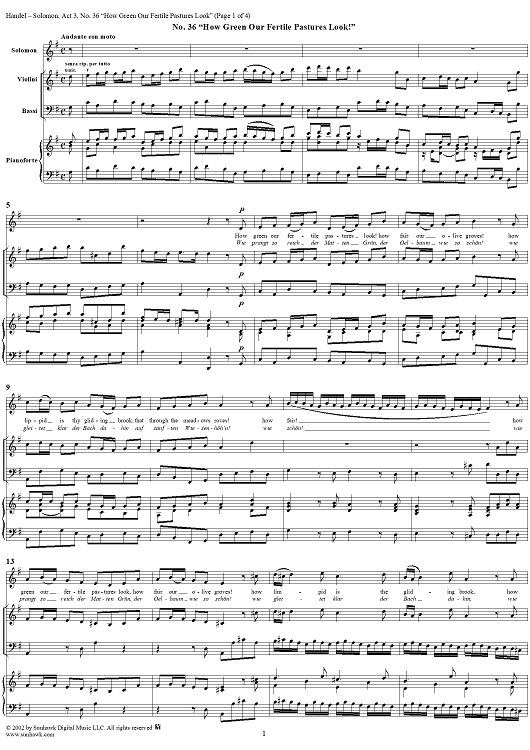 How green our fertile pastures look!, No. 36 from Oratorio "Solomon", Act 3 (HWV67)