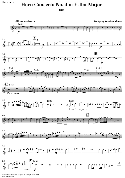 Horn Concerto No. 4 in E-flat Major, K495 - Horn