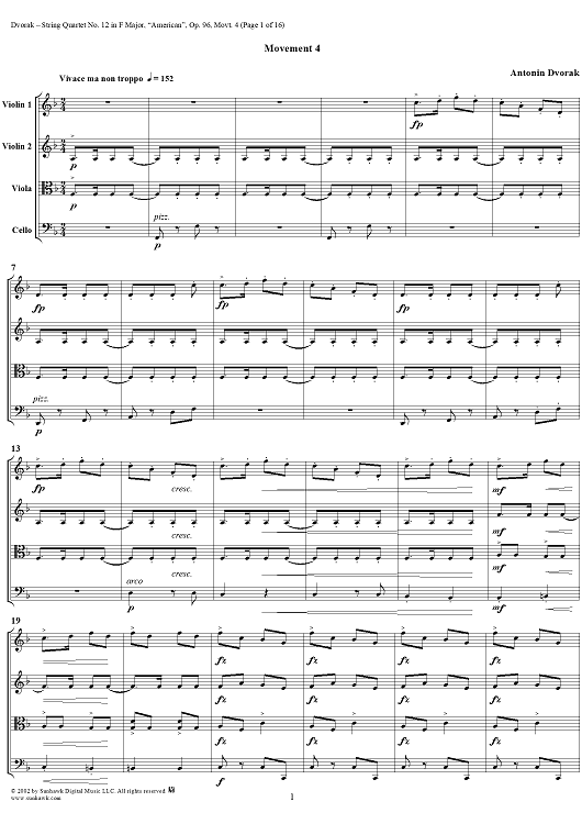 String Quartet No. 12 in F Major, Op. 96 - Movement 4