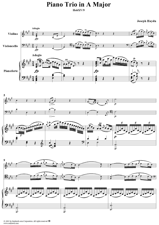 Piano Trio in A Major, HobXV/9 - Piano Score