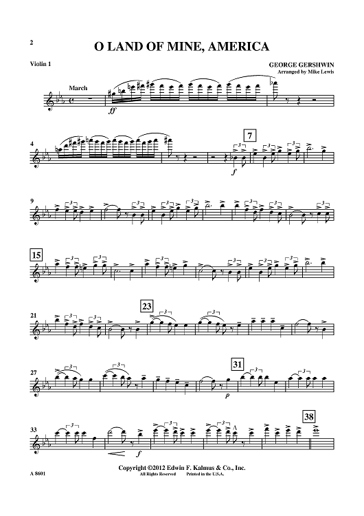 O Land Of Mine, America - Violin 1