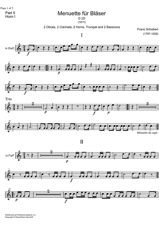 Minuet C Major D2d - Horn 1