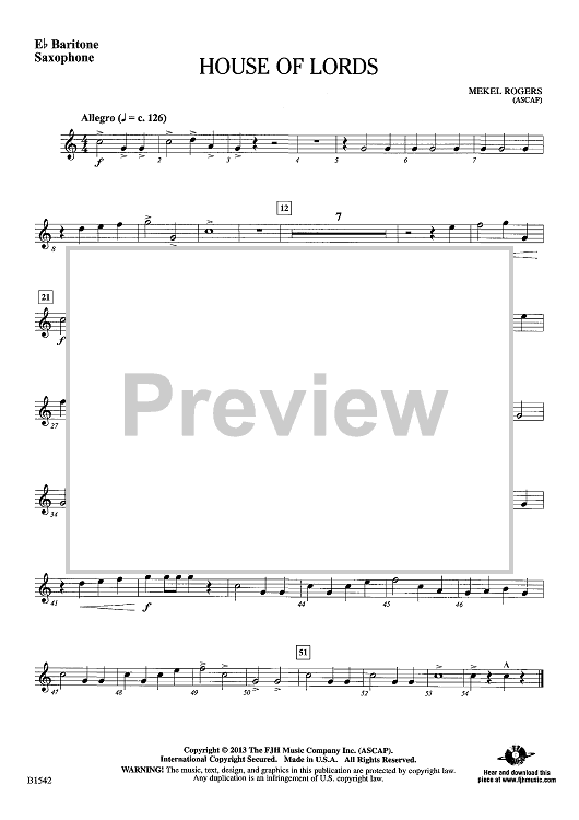 House of Lords - Eb Baritone Sax