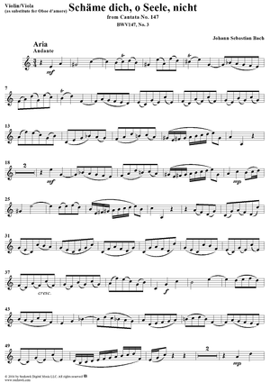 "Schäme dich, o Seele, nicht", Aria, No. 3 from Cantata No. 147: "Herz und Mund und Tat und Leben" - Violin