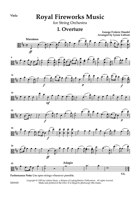 Royal Fireworks Music - Viola