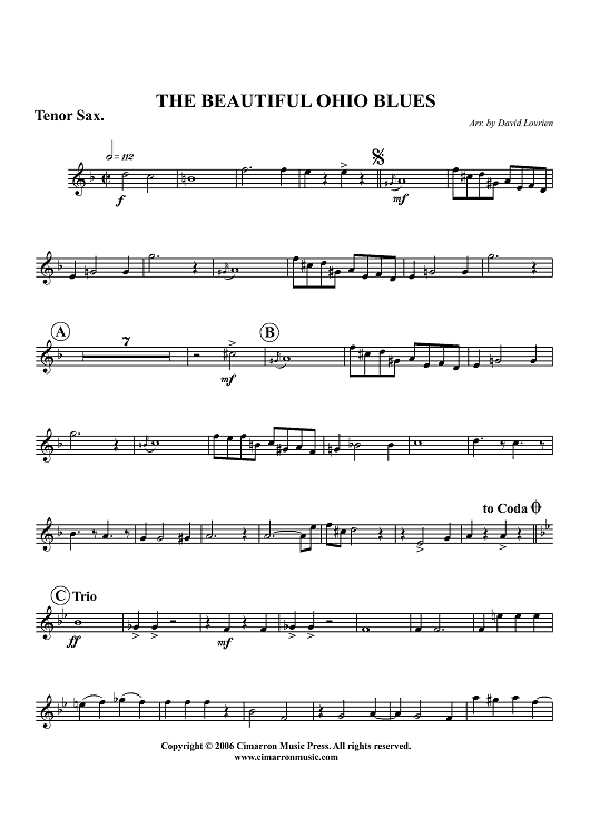 The Beautiful Ohio Blues - Tenor Saxophone
