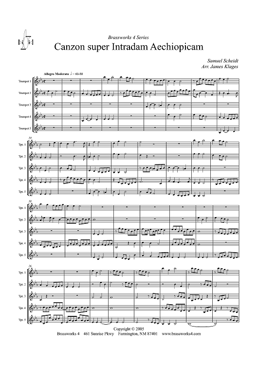 Canzon super Intradam Aechiopicam - Score