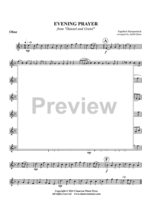 Evening Prayer - from "Hansel and Gretel" - Oboe