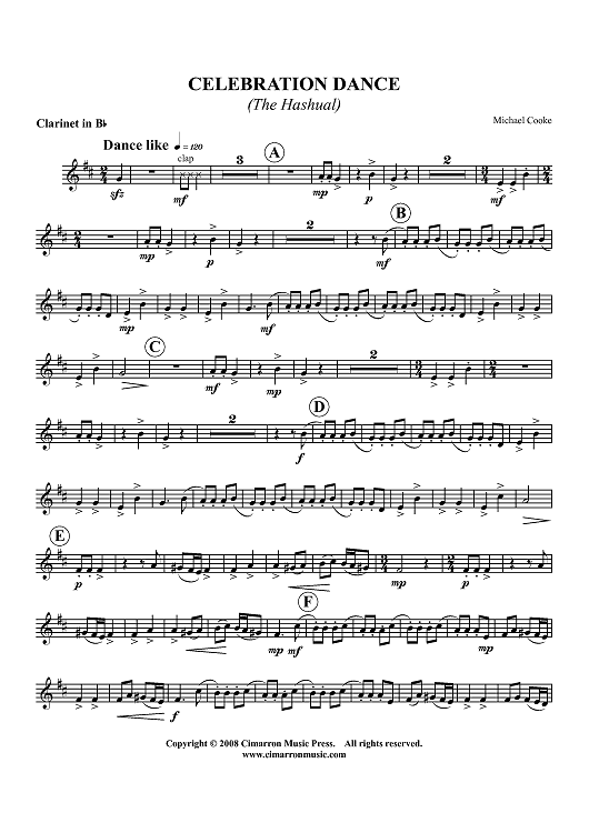 Celebration Dance (The Hashual) - Clarinet in B-flat